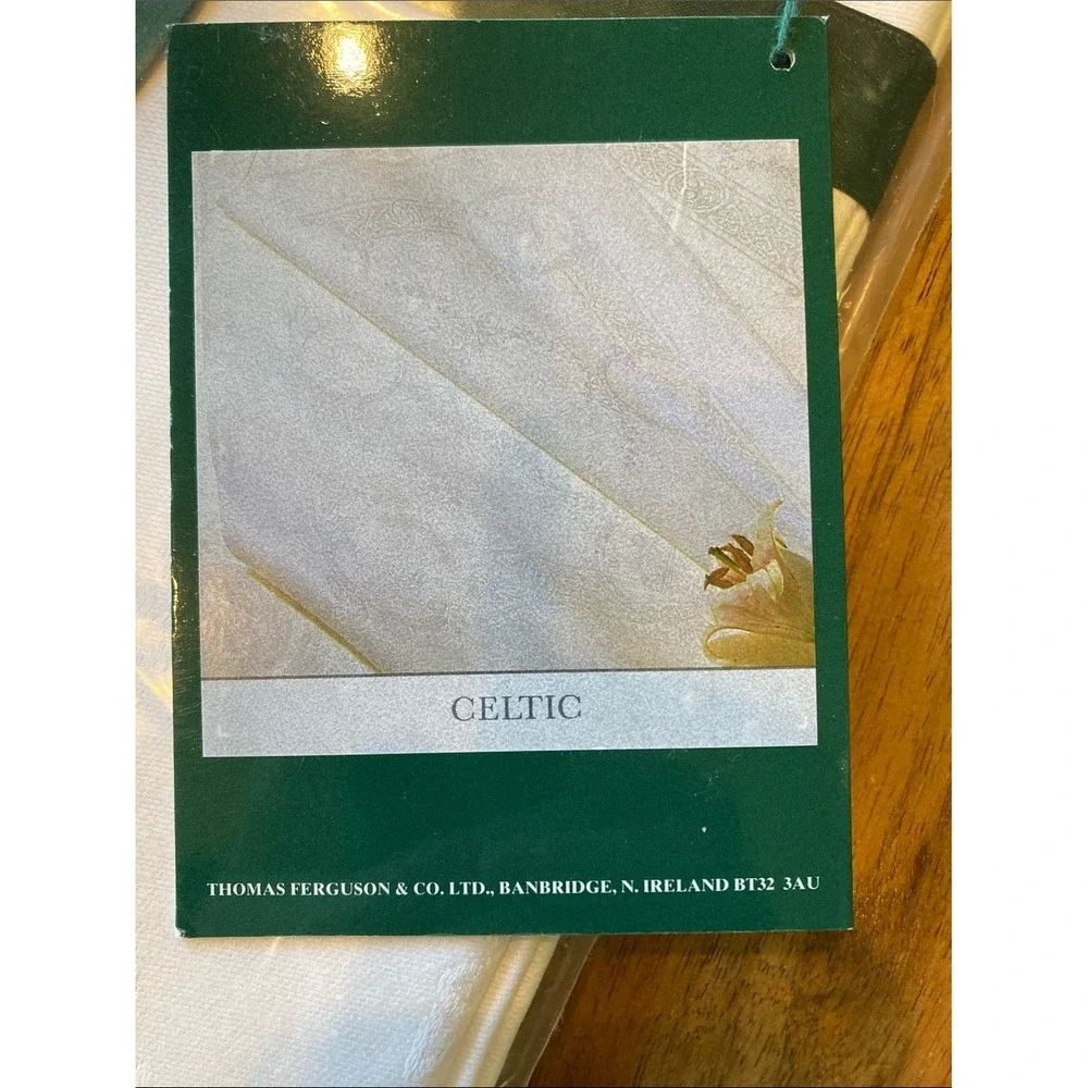New Irish Linen Damask White Square Table Napkins Set of 6‎ Celtic 18x18